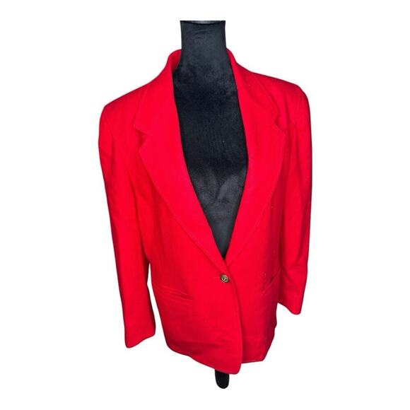 Vintage Lizsport by Liz Claiborne 100% Wool Red Jacket Blazer Lined Size 6 - Picture 4 of 10